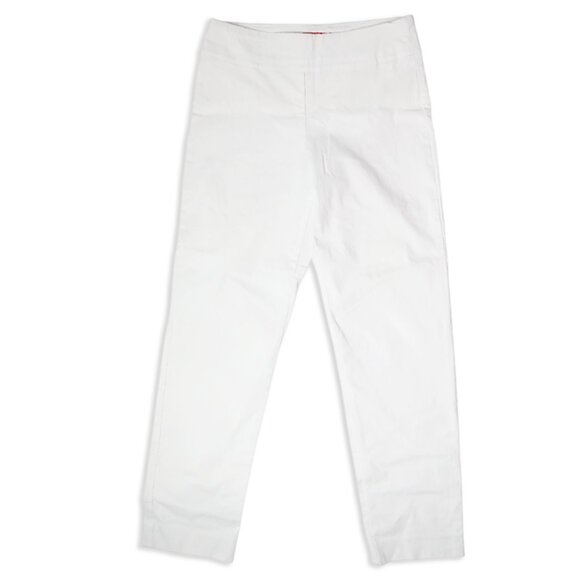 Krazy Larry Pull On Ankle Pants White Stretch Resortwear Slacks Summer Vacation - Picture 2 of 6